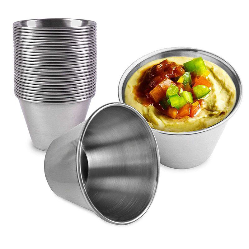 304 Stainless Steel Dipping Sauce Dishes Small Plate Platter For Dipping BBQ Salad Dressing Tomato Catchup Ketchup Container